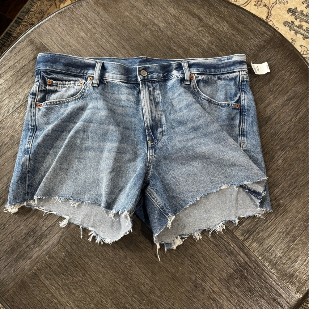 GAP Light Blue Distressed Raw-Hem Denim Shorts